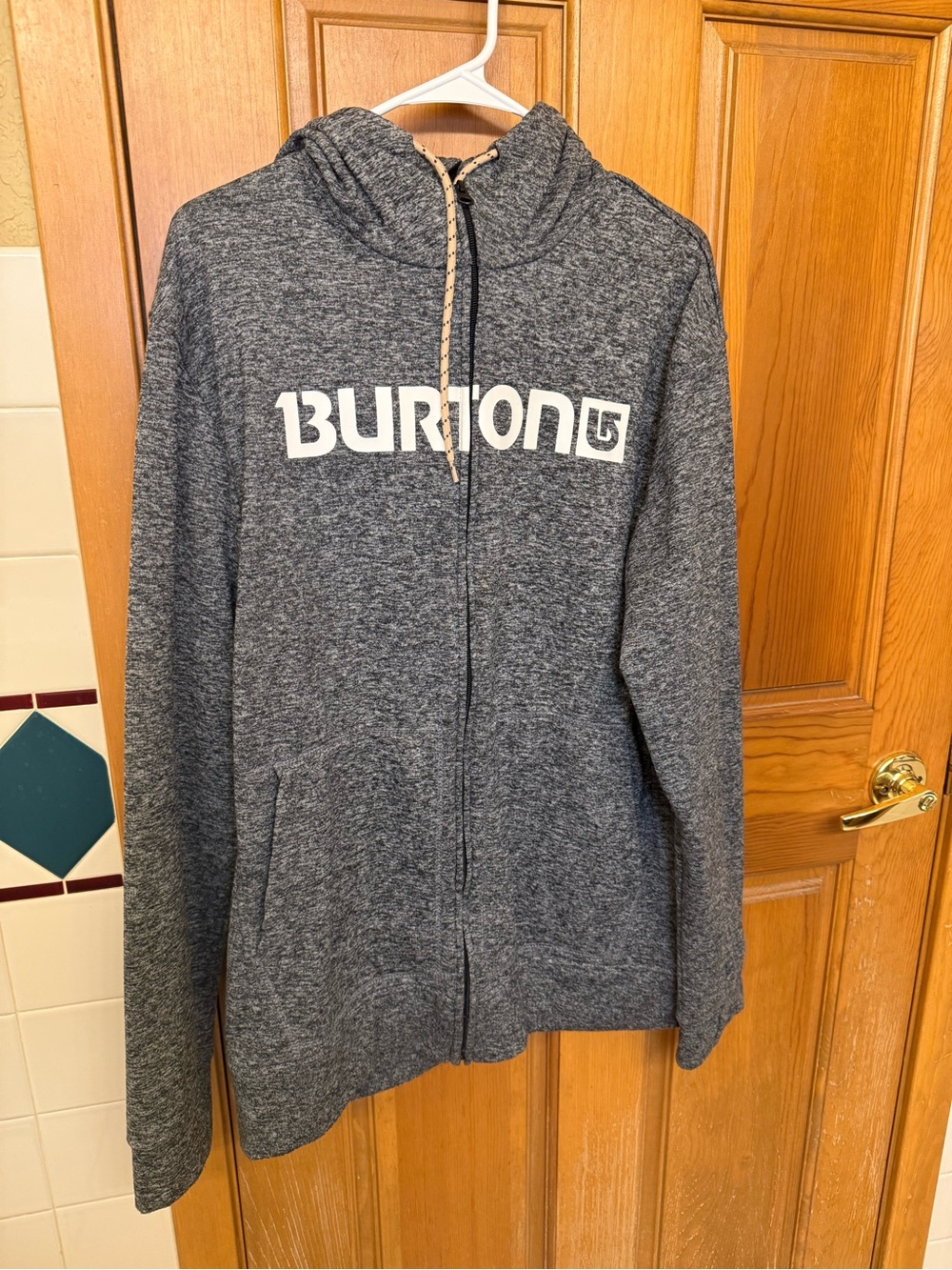 Burton Heather Gray Zip-Up Hoodie with White Logo